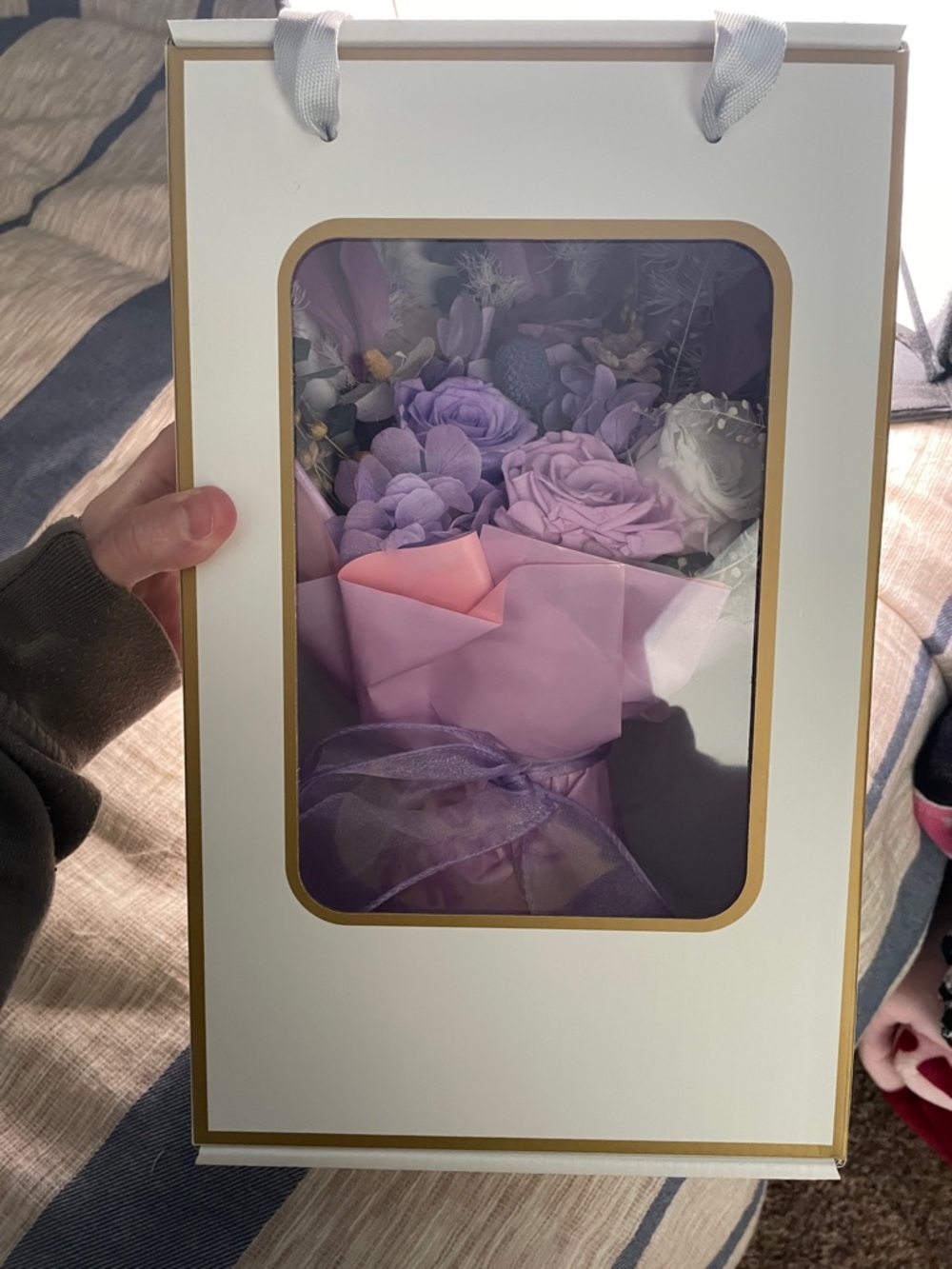 Amazon Lavender and Pink Faux Floral Bouquet in Gift Box - Picture 2 of 2